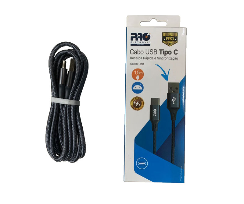 cabo celular tipo c 1,5m trancado - proeletronic
