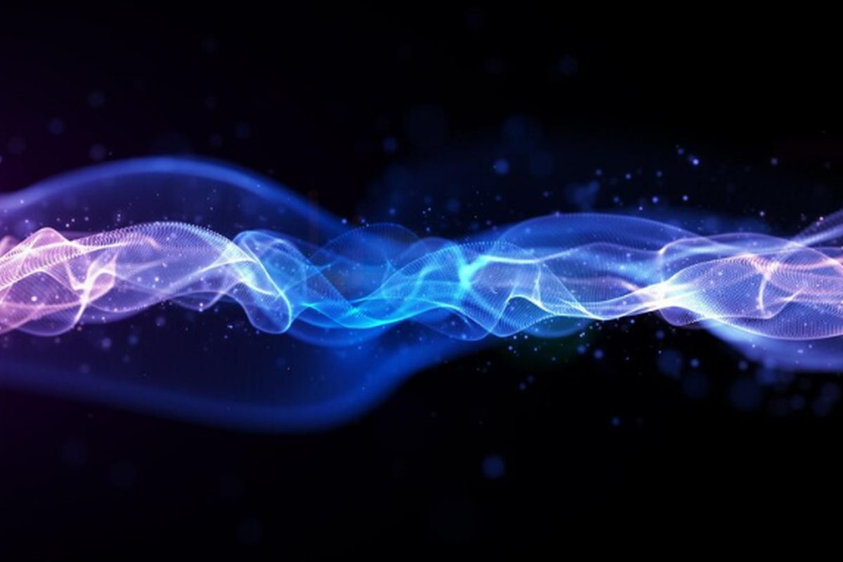 Uma onda eletromagnética tendo um fundo predo atrás.