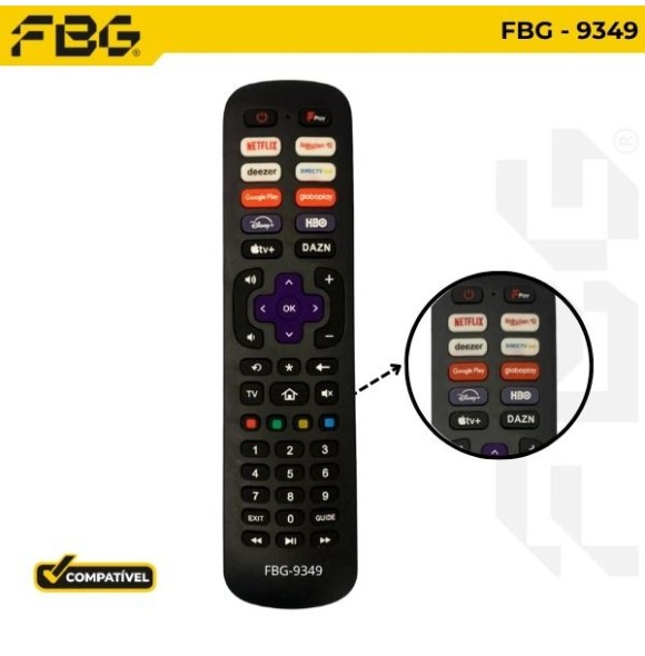 Fbg 9349 controle remoto universal tv roku